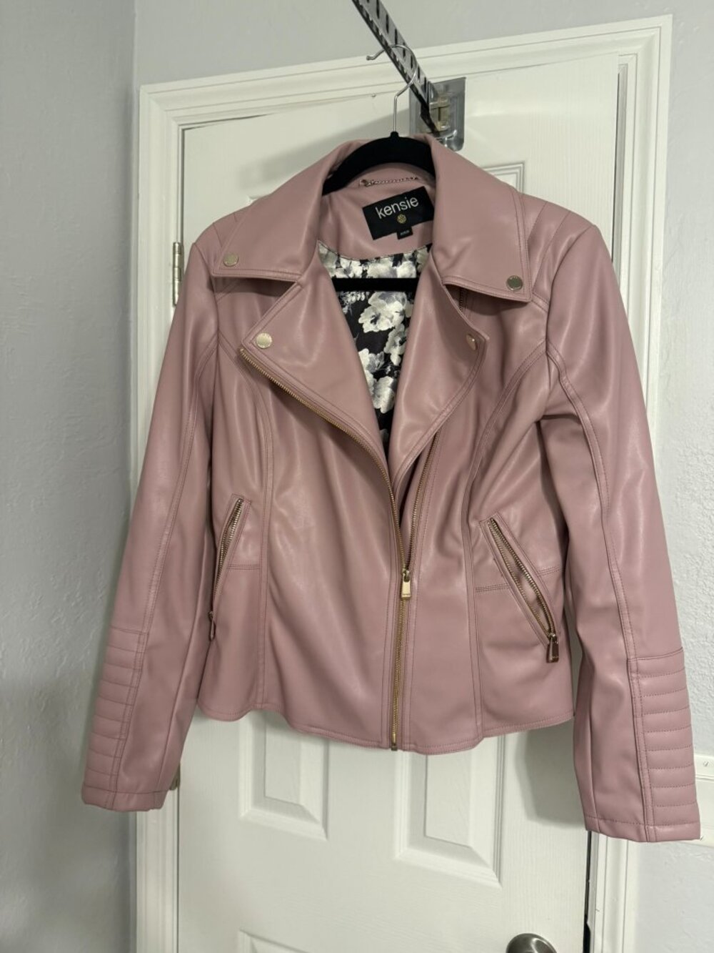 Leather Jacket by Kensie, Size Medium, Mauve-pink